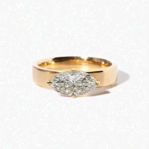 SS 925 Elegant Gold Ring with Zirconia  Gemstone